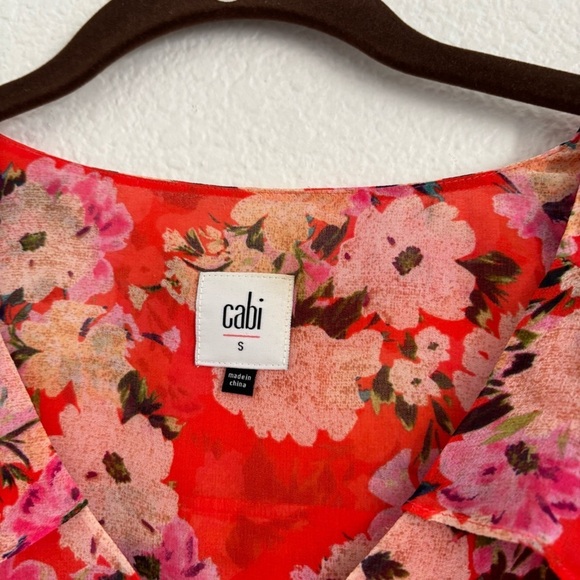 CAbi Women's Size Small Multicolor Floral Cold Shoulder Lush Top - Picture 3 of 5